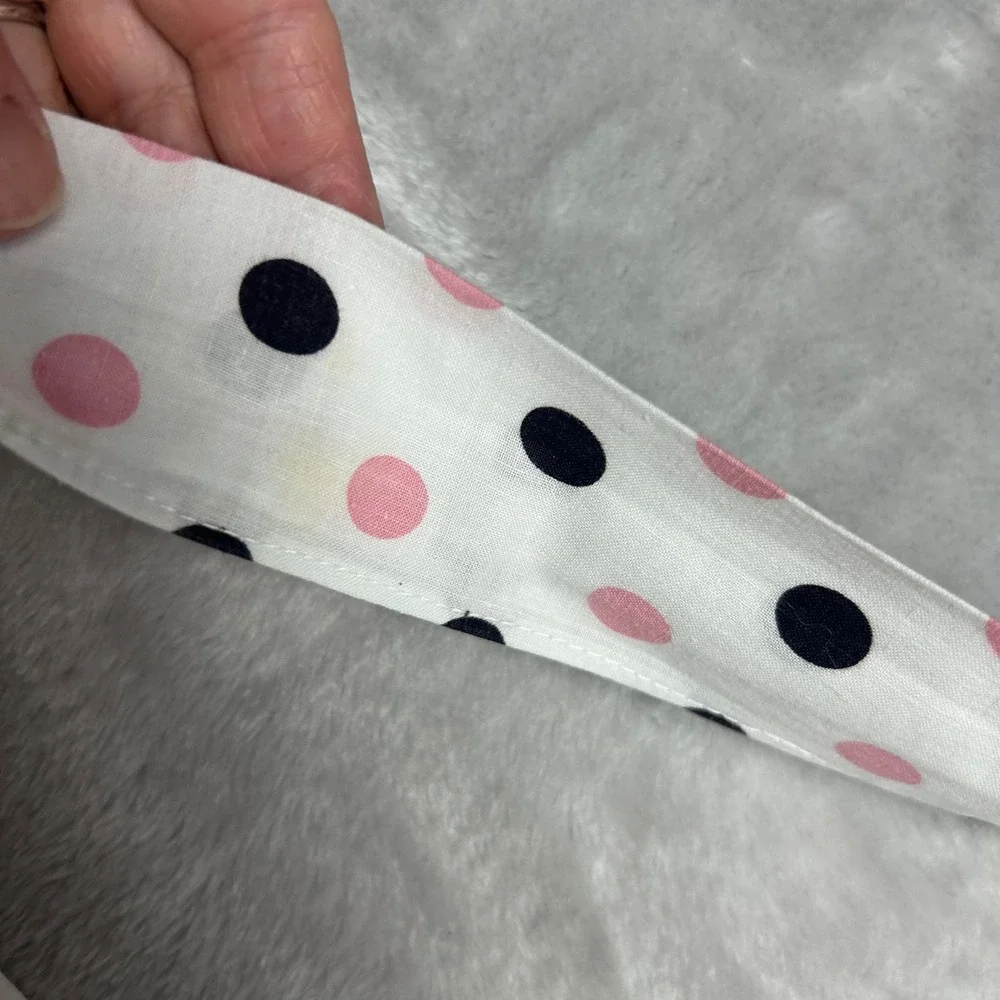 Polka Dot Apron White Pink Black Floral Detail‎ Vintage Style Cute